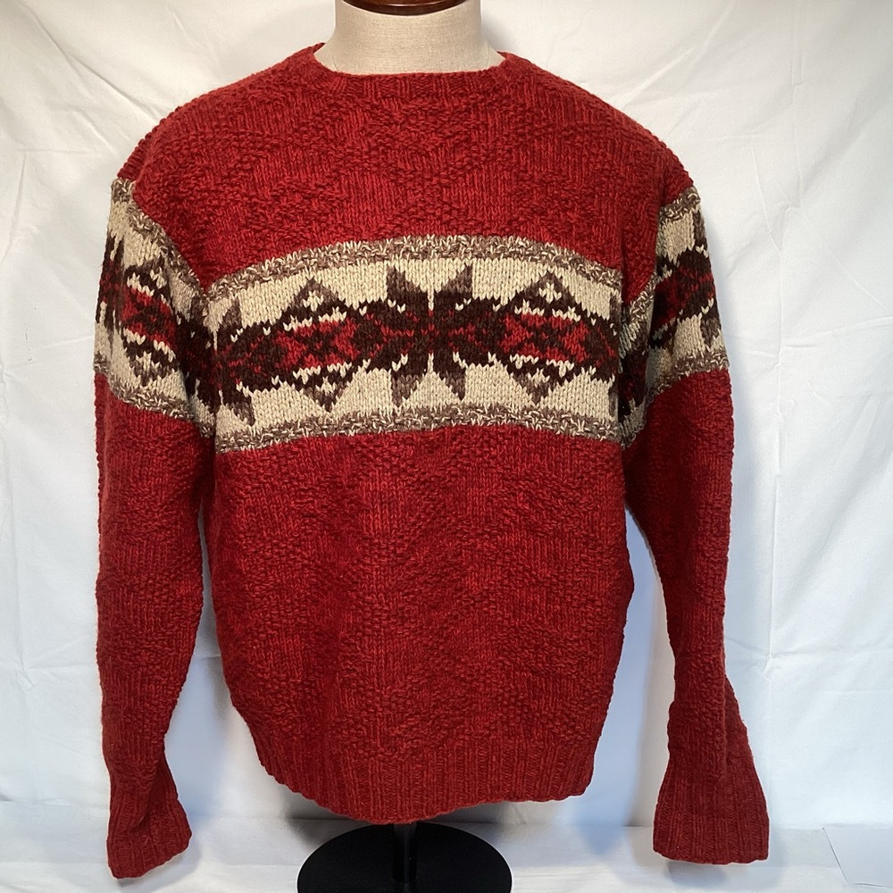 Men’s Polo Ralph Lauren Vintage Southwestern Aztec Wool Hand Knit Sweater Large